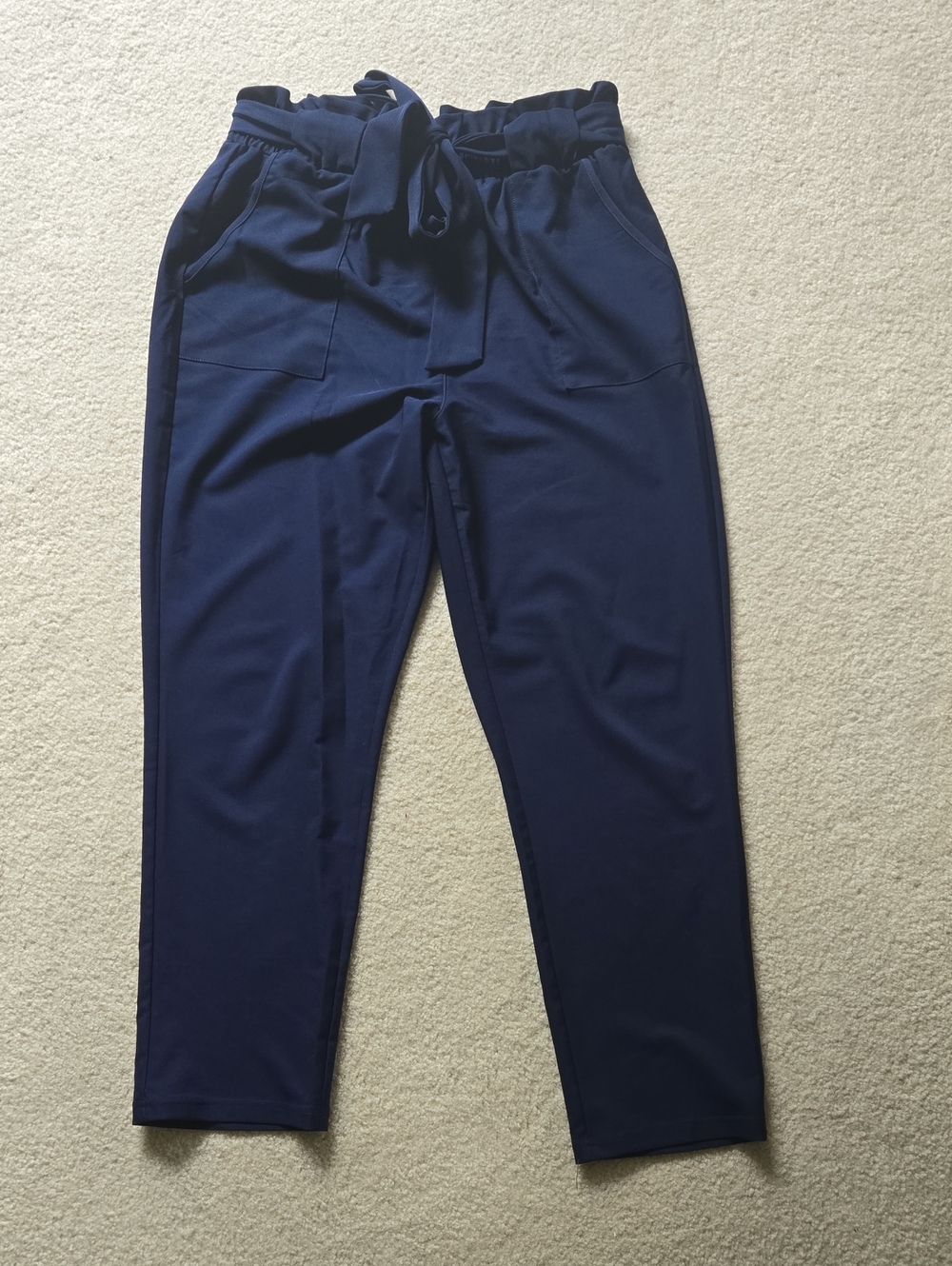 Grace Karin Navy Drawstring Paperbag Chinos
